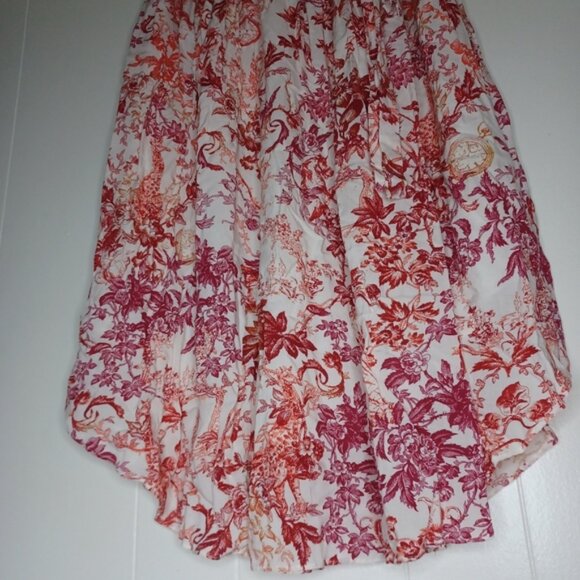 Anthropologie Red and Pink Floral A-Line Skirt - Picture 2 of 14